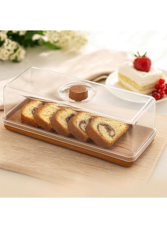 Rectangular Plastic Cake Plate with Clear Lid - Image 2